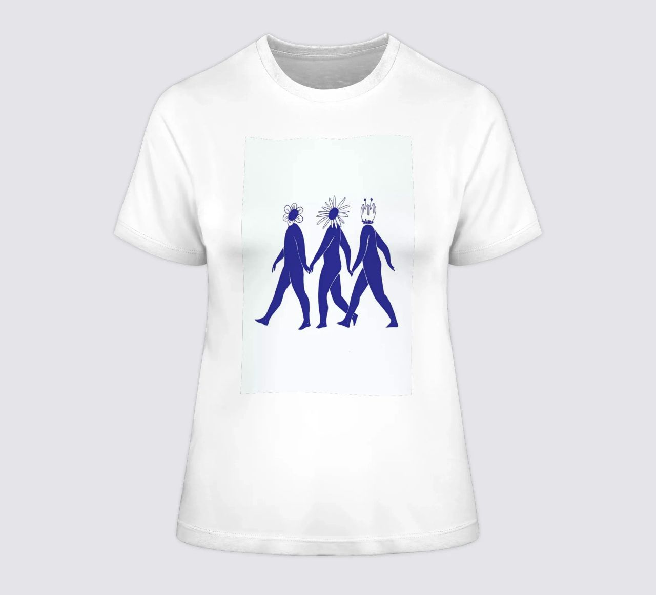 Flower Friends Blue women's fitted t-shirt by Graphite
