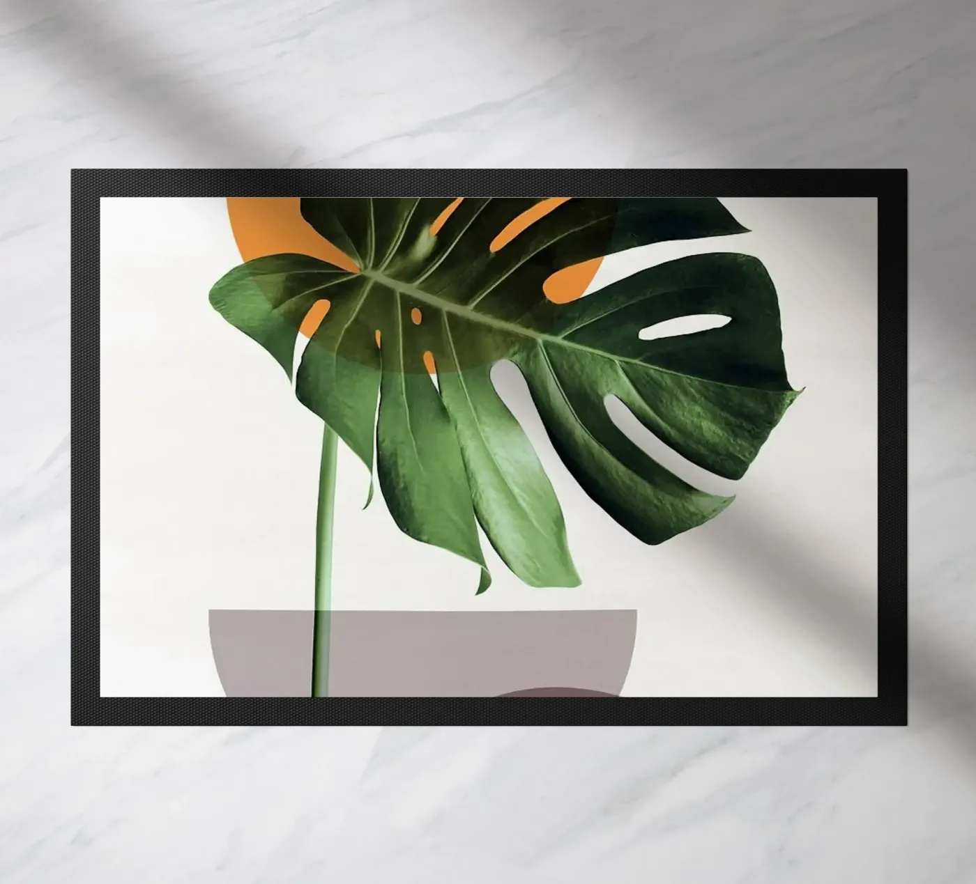 monstera leaf doormat by Abstract Botanical Art