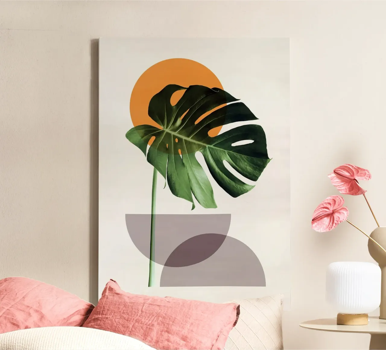 monstera leaf canvas by Abstract Botanical Art