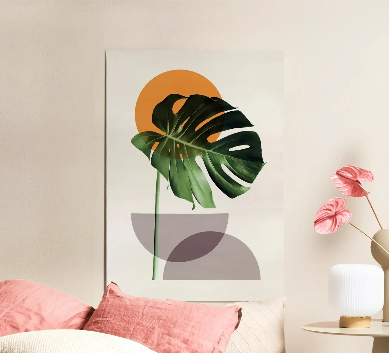 foglia di monstera poster con telaio in plastica da Abstract Botanical Art