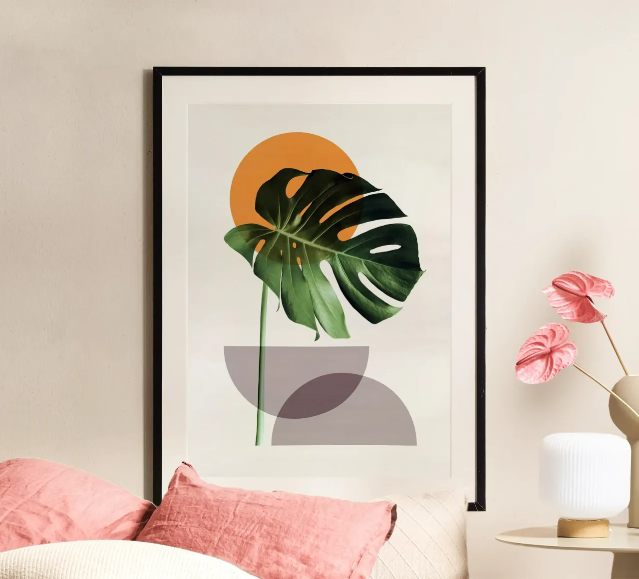 foglia di monstera poster con telaio in plastica da Abstract Botanical Art