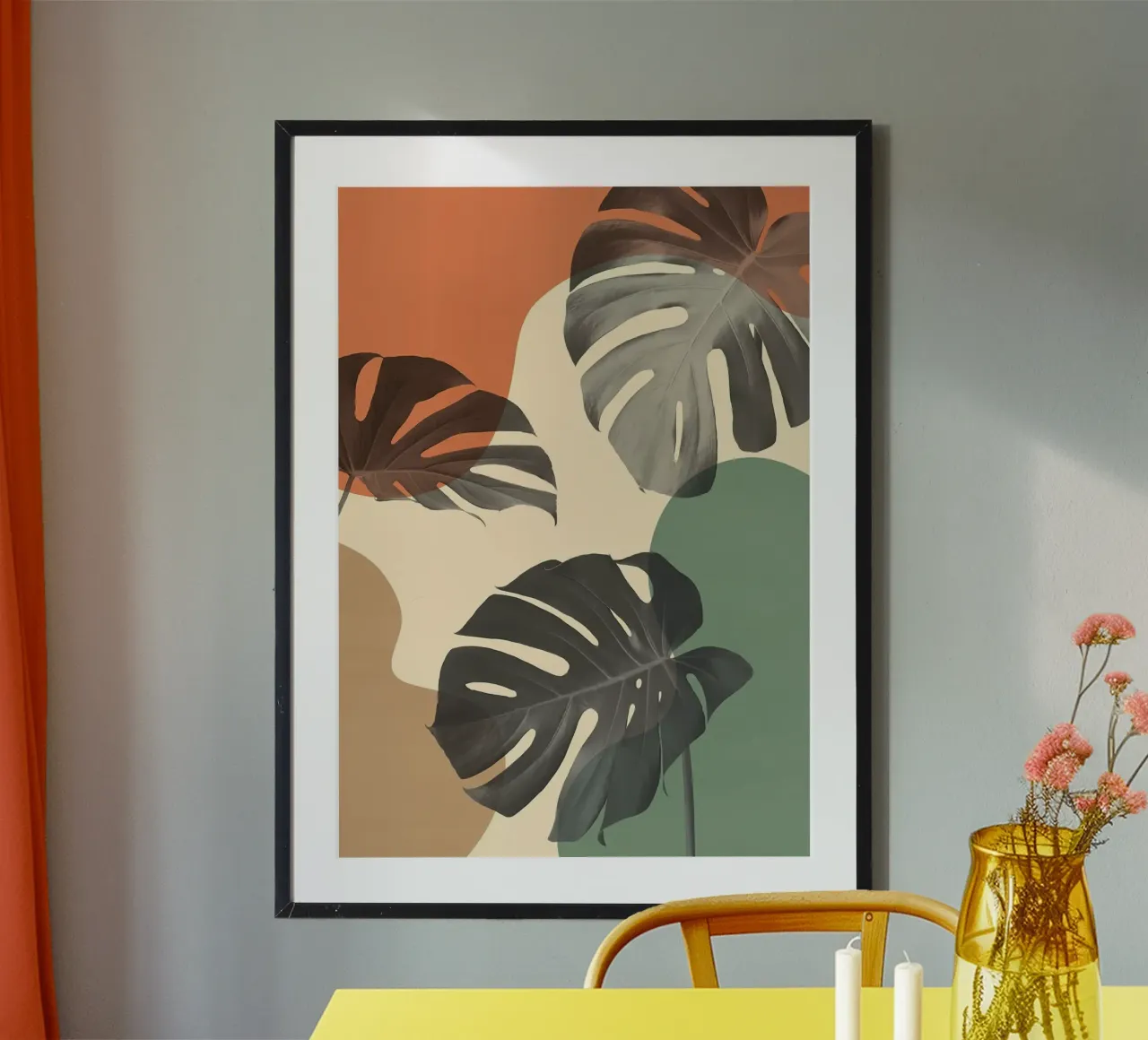 foglie di monstera poster con telaio in plastica da Abstract Botanical Art
