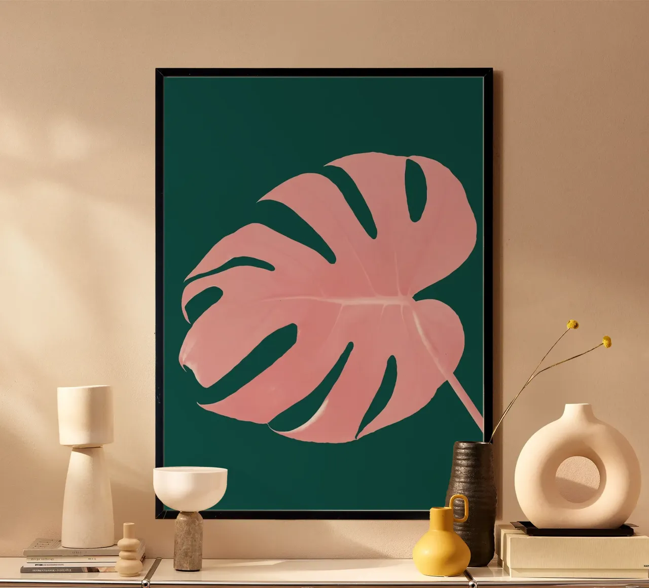 monstera poster con telaio in alluminio da Abstract Botanical Art