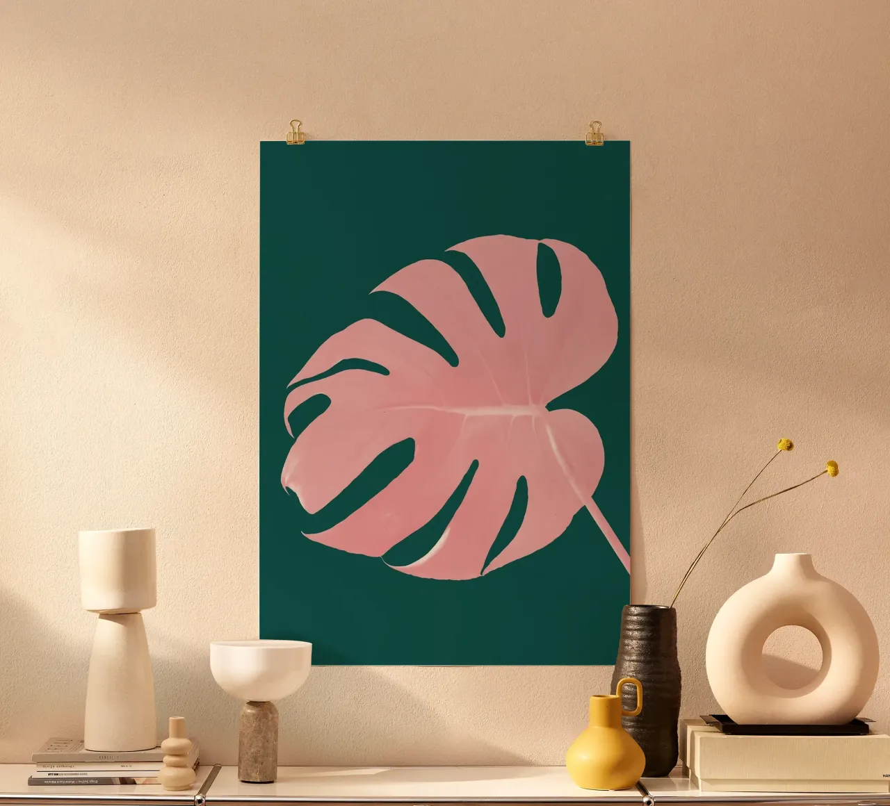 monstera poster con telaio in alluminio da Abstract Botanical Art