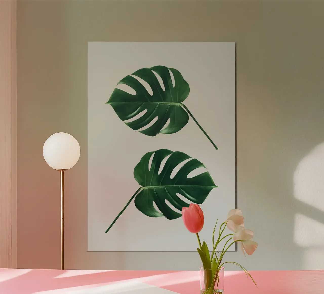 foglie di monstera poster con telaio in legno da Abstract Botanical Art