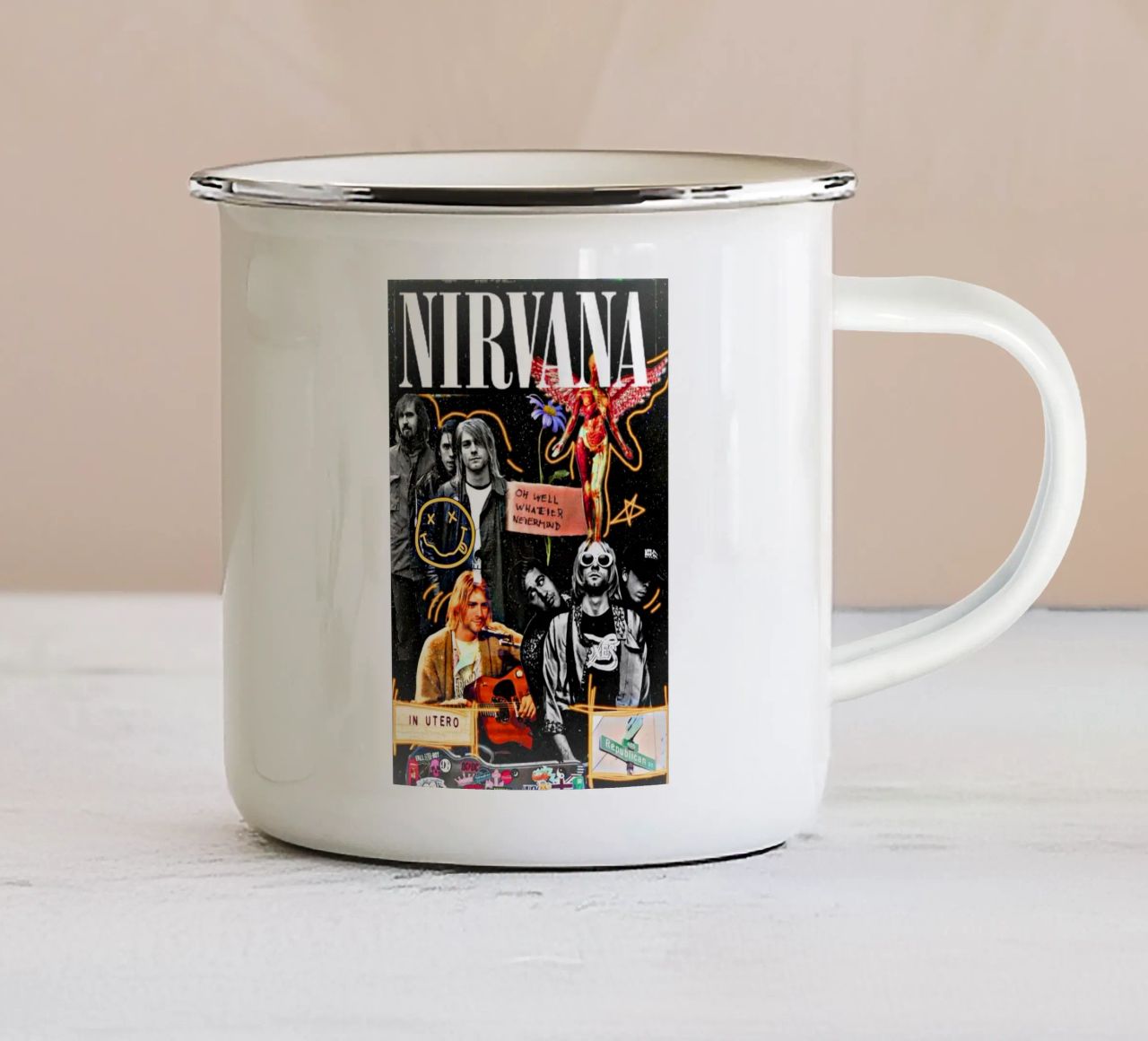Collage Nirvana tazza in smalto da British ART Store