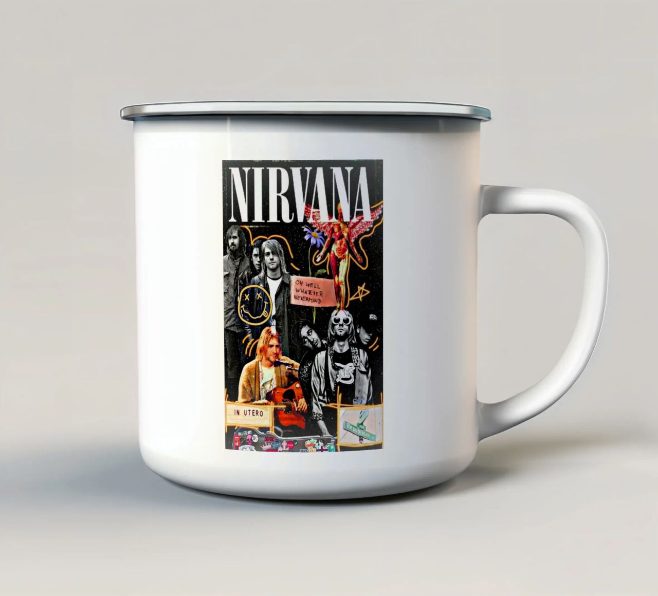 Collage Nirvana tazza in smalto da British ART Store