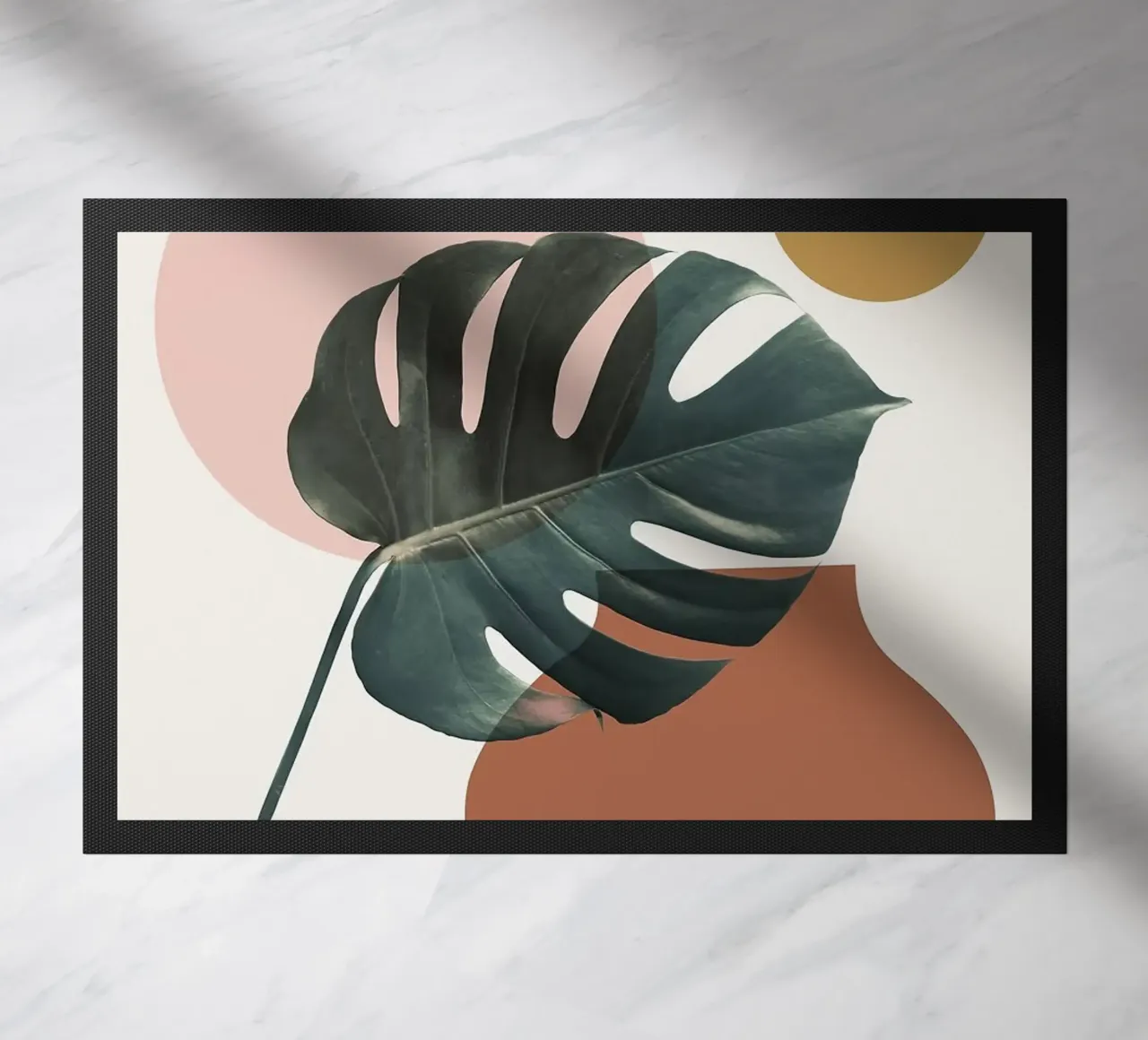 monstera leaf doormat by Abstract Botanical Art