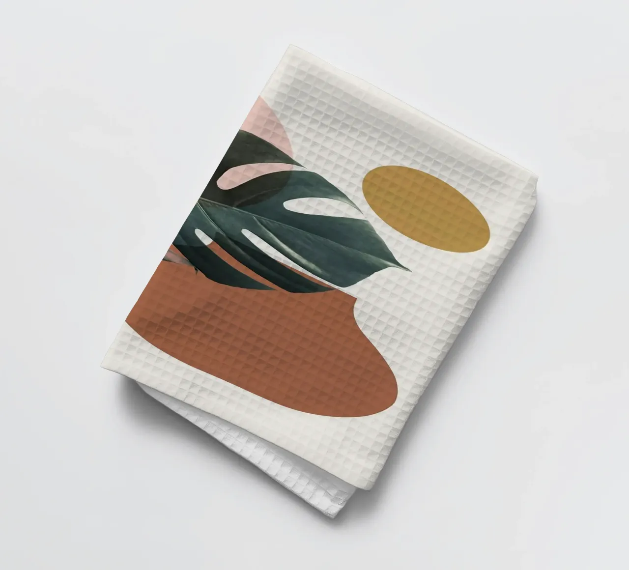 monstera leaf tea towel by Abstract Botanical Art