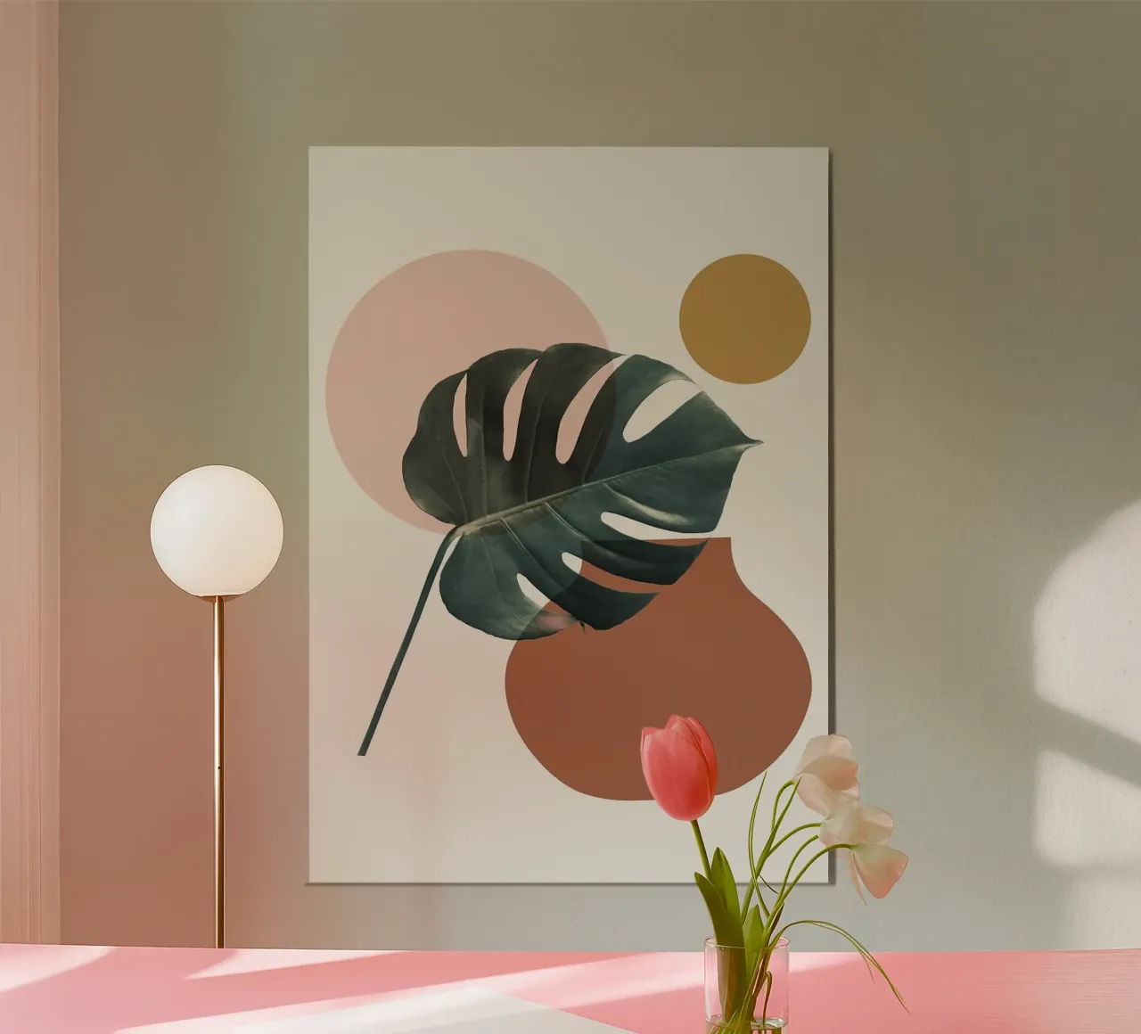 foglia di monstera poster con telaio in legno da Abstract Botanical Art