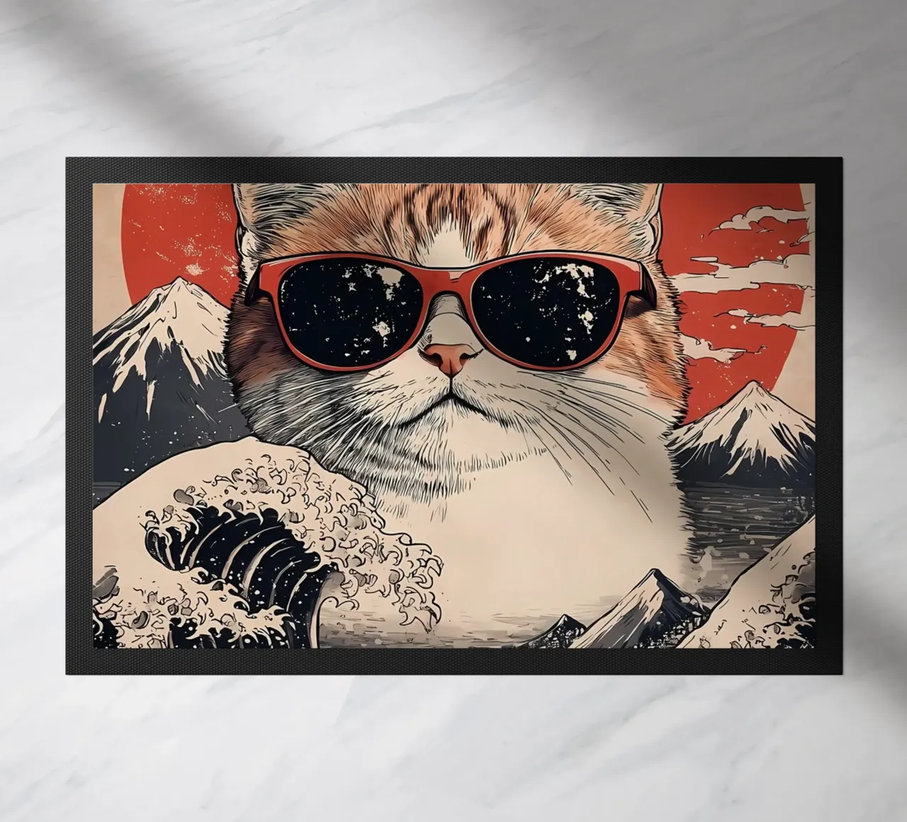 Katzen-Sonnenbrille Welle Berge Fußmatte von Paul Vasquez