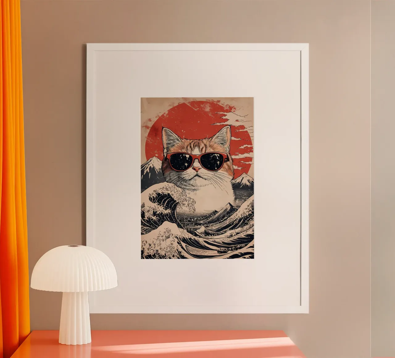 occhiali da sole gatto onda montagne poster con telaio in alluminio da Paul Vasquez
