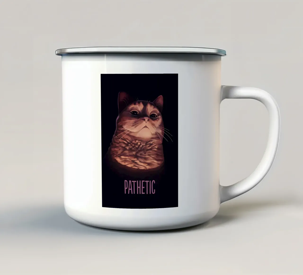 gato humor texto animal bigotes taza de esmalte de Paul Vasquez