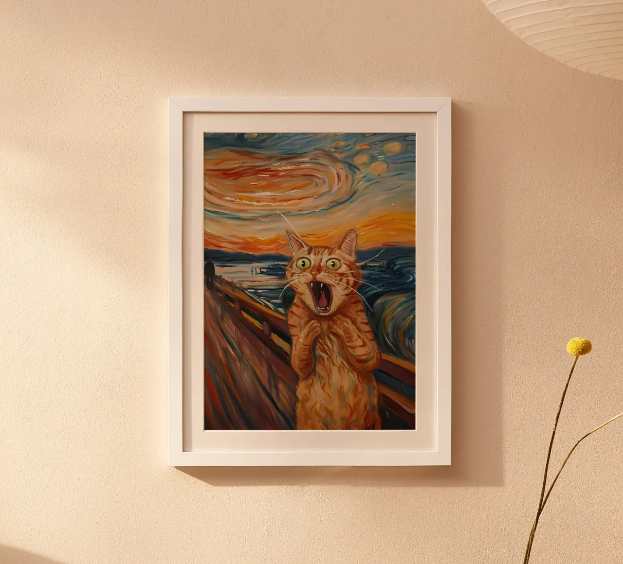 gatto notte stellata cielo ponte fiume poster da Paul Vasquez