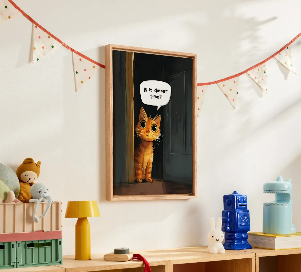 cat door speech-bubble question canvas by MinimalistPosterCharles