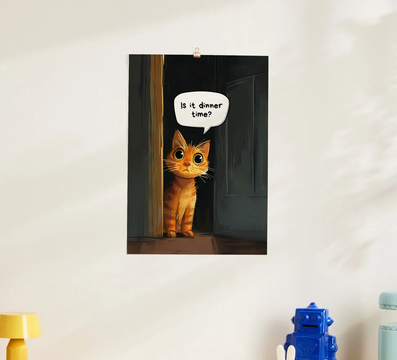 cat door speech-bubble question poster by MinimalistPosterCharles
