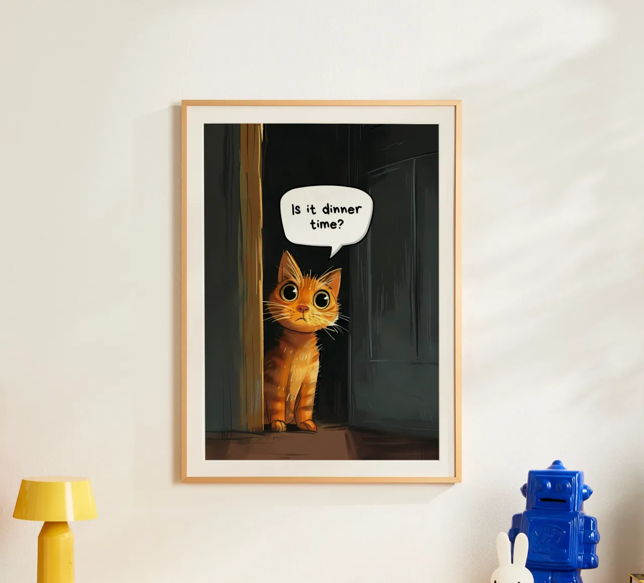 cat door speech-bubble question poster by MinimalistPosterCharles