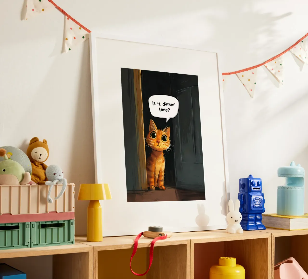 cat door speech-bubble question poster by MinimalistPosterCharles