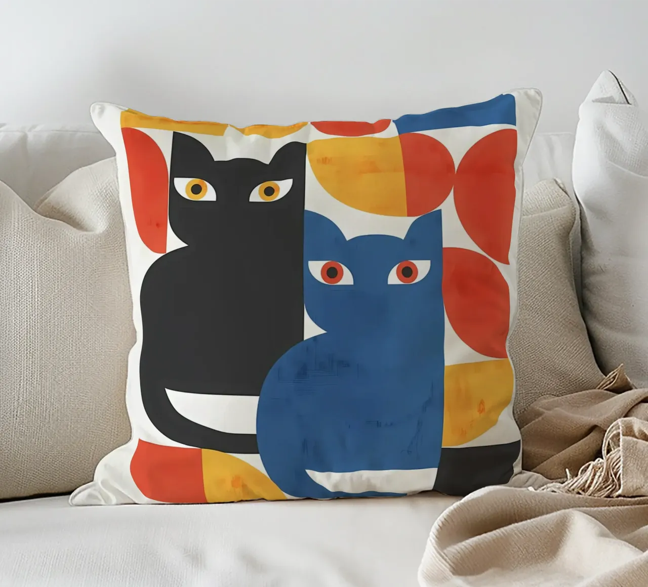 gatti forme astratte elementi grafici cuscino da MinimalistPosterCharles