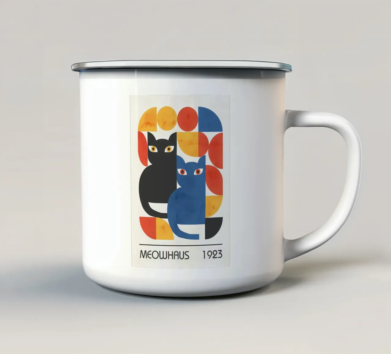 gatti forme astratte elementi grafici tazza in smalto da MinimalistPosterCharles