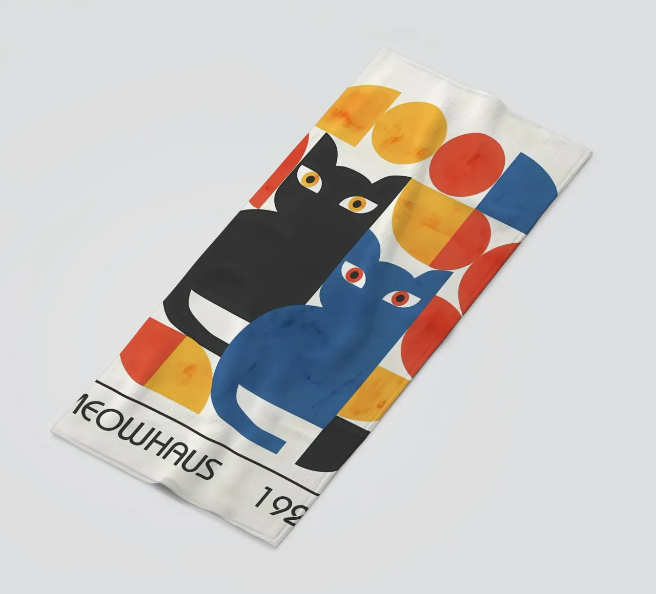 gatti forme astratte elementi grafici telo mare da MinimalistPosterCharles