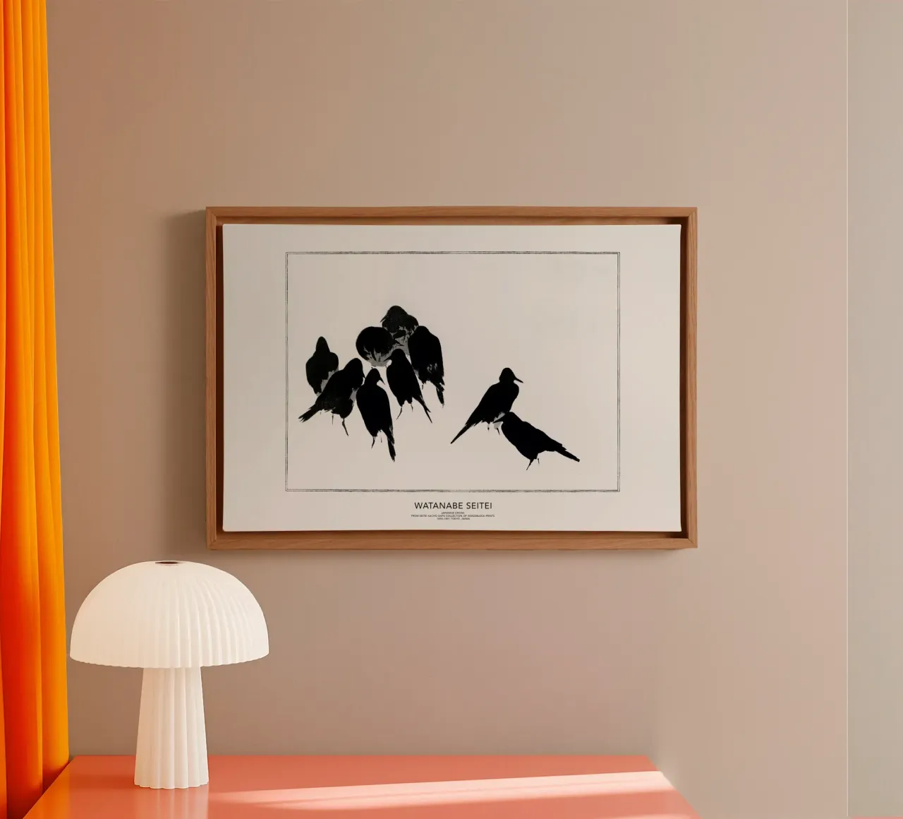 Seitei - Japanese Crows tela con Cornice a cassetta da Vintage by JUNIQE