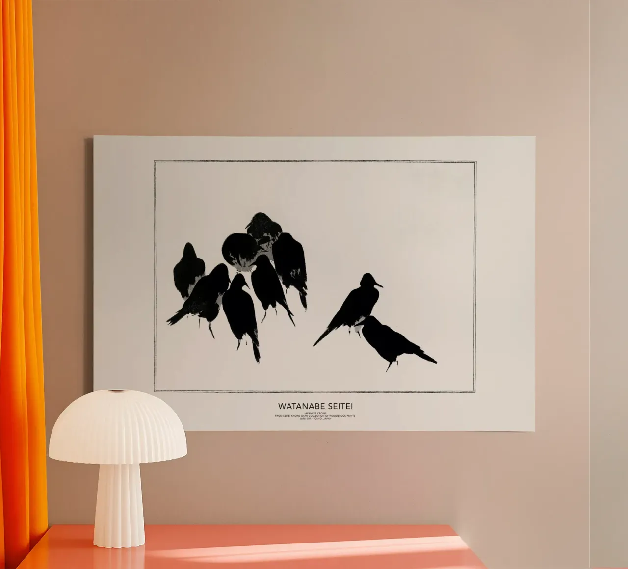 Seitei - Japanese Crows tela con Cornice a cassetta da Vintage by JUNIQE