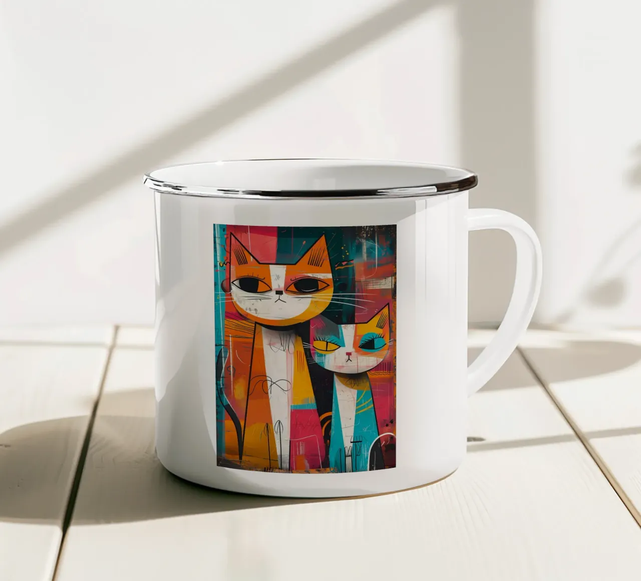 gatti felini baffi code tazza in smalto da Dale Edward YoungJr