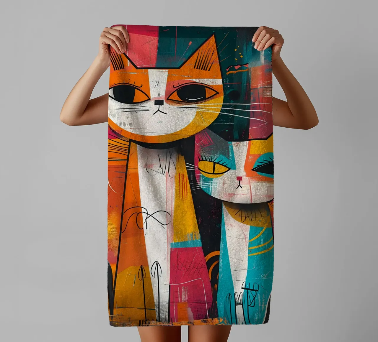 gatti felini baffi code asciugamano da bagno da Dale Edward YoungJr