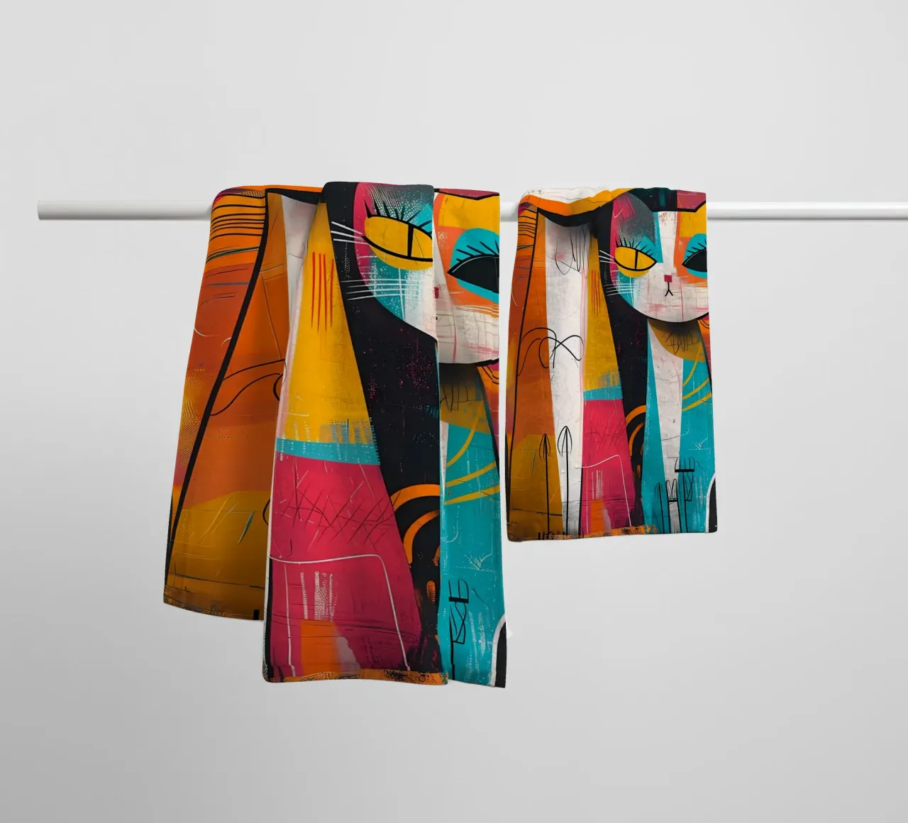 gatti felini baffi code asciugamano da bagno da Dale Edward YoungJr