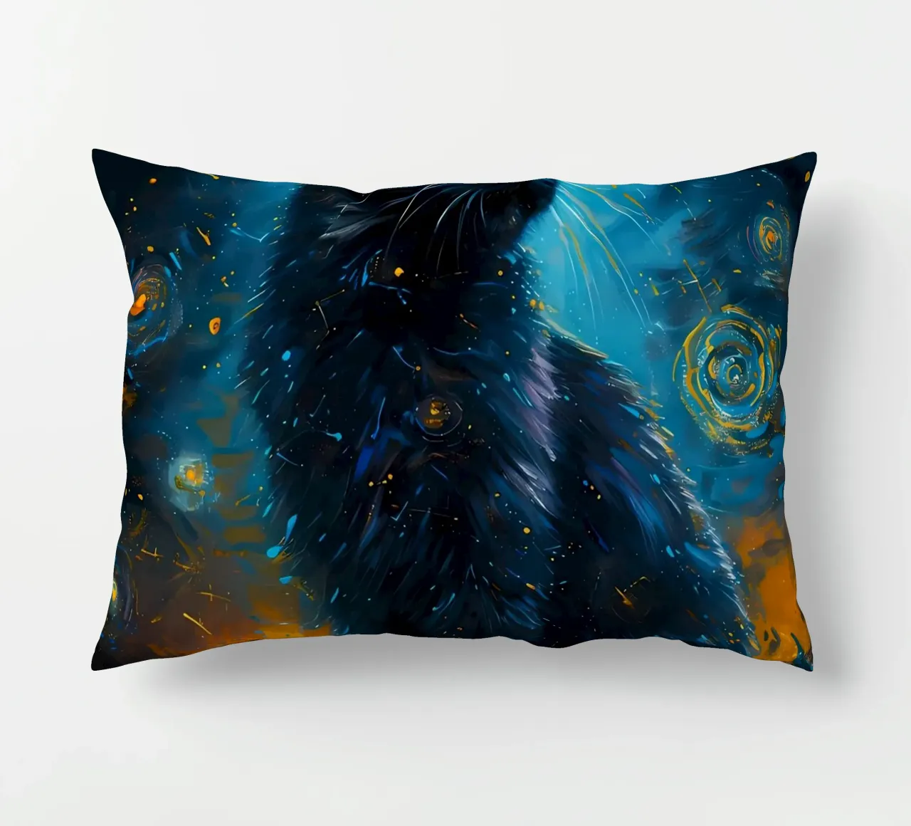 Katze Nachthimmel Sterne Eule Kissen von Dale Edward YoungJr