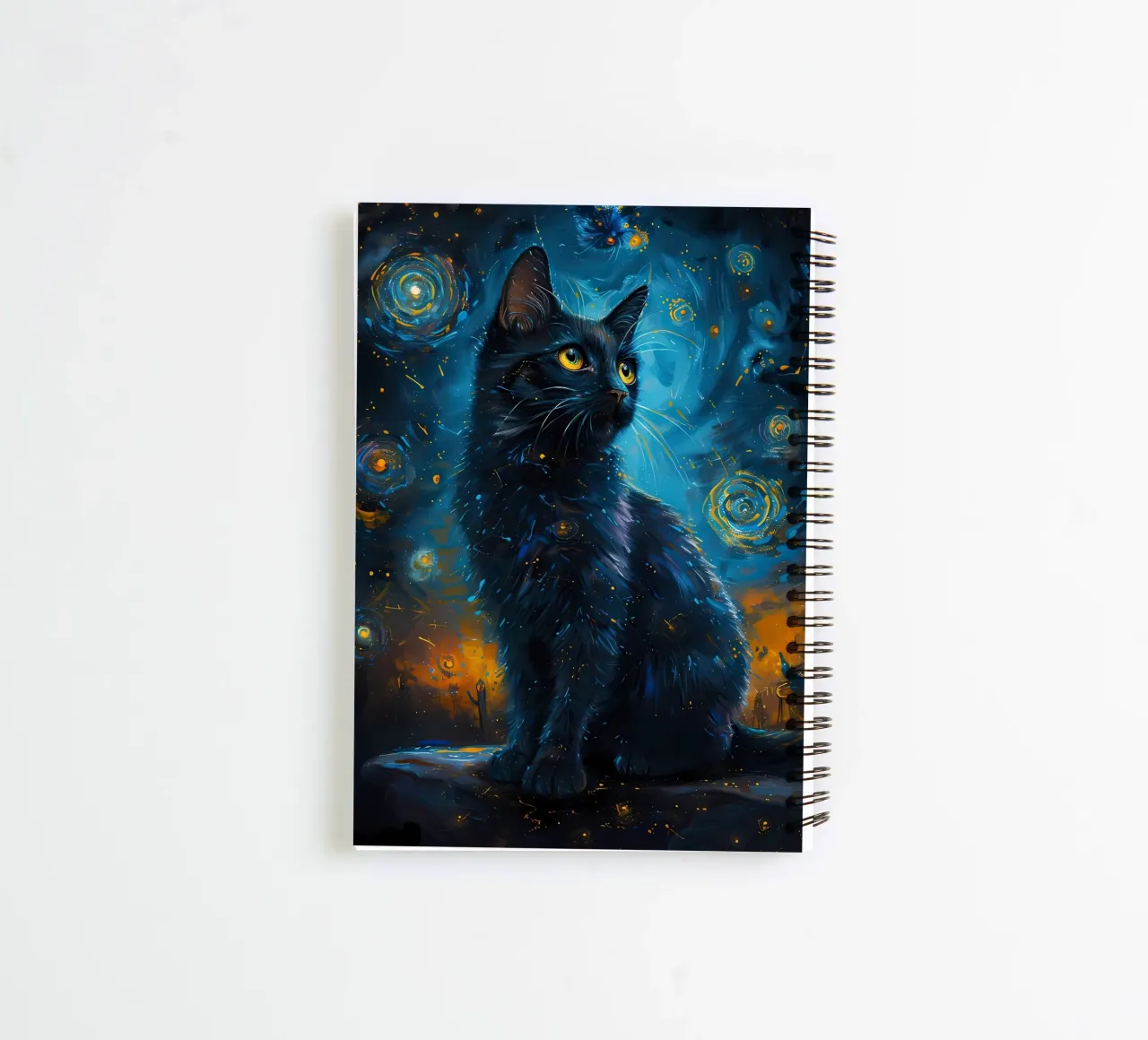 kat nacht hemel sterren uil notitieboek met spiraal van Dale Edward YoungJr