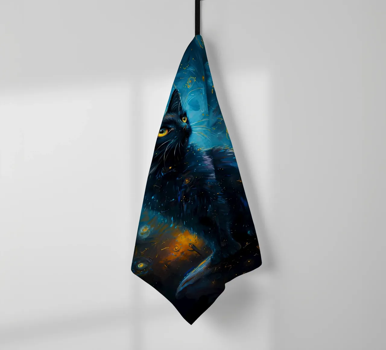 gatto notte cielo stelle gufo canovaccio da cucina da Dale Edward YoungJr