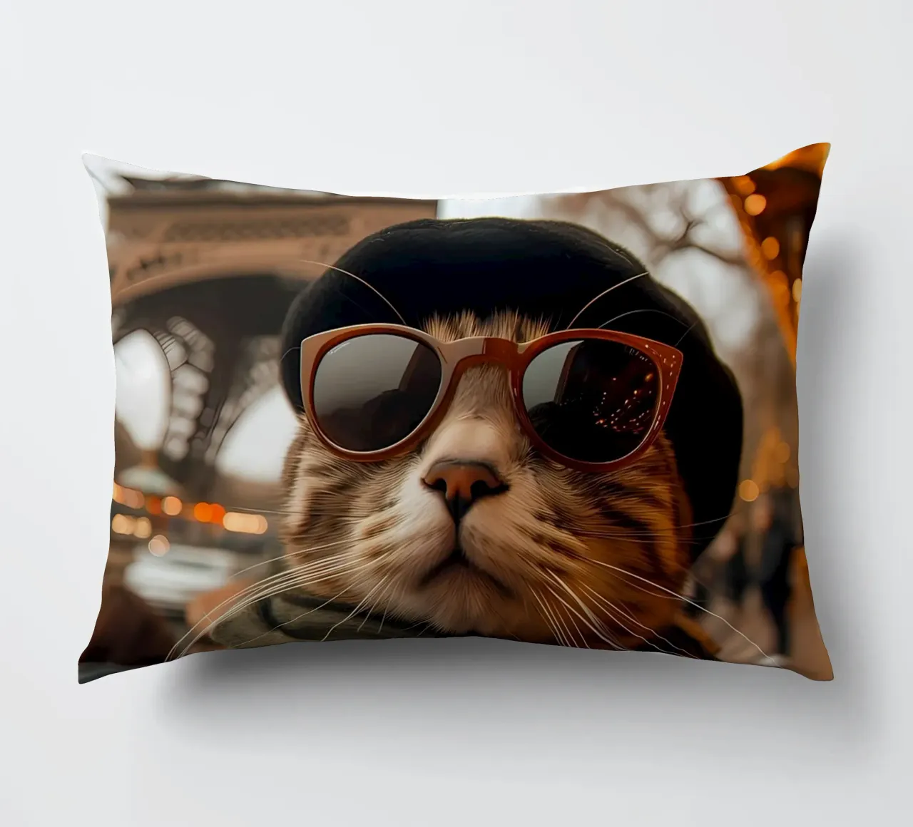 occhiali da sole gatto cappello torre eiffel cuscino da Dale Edward YoungJr