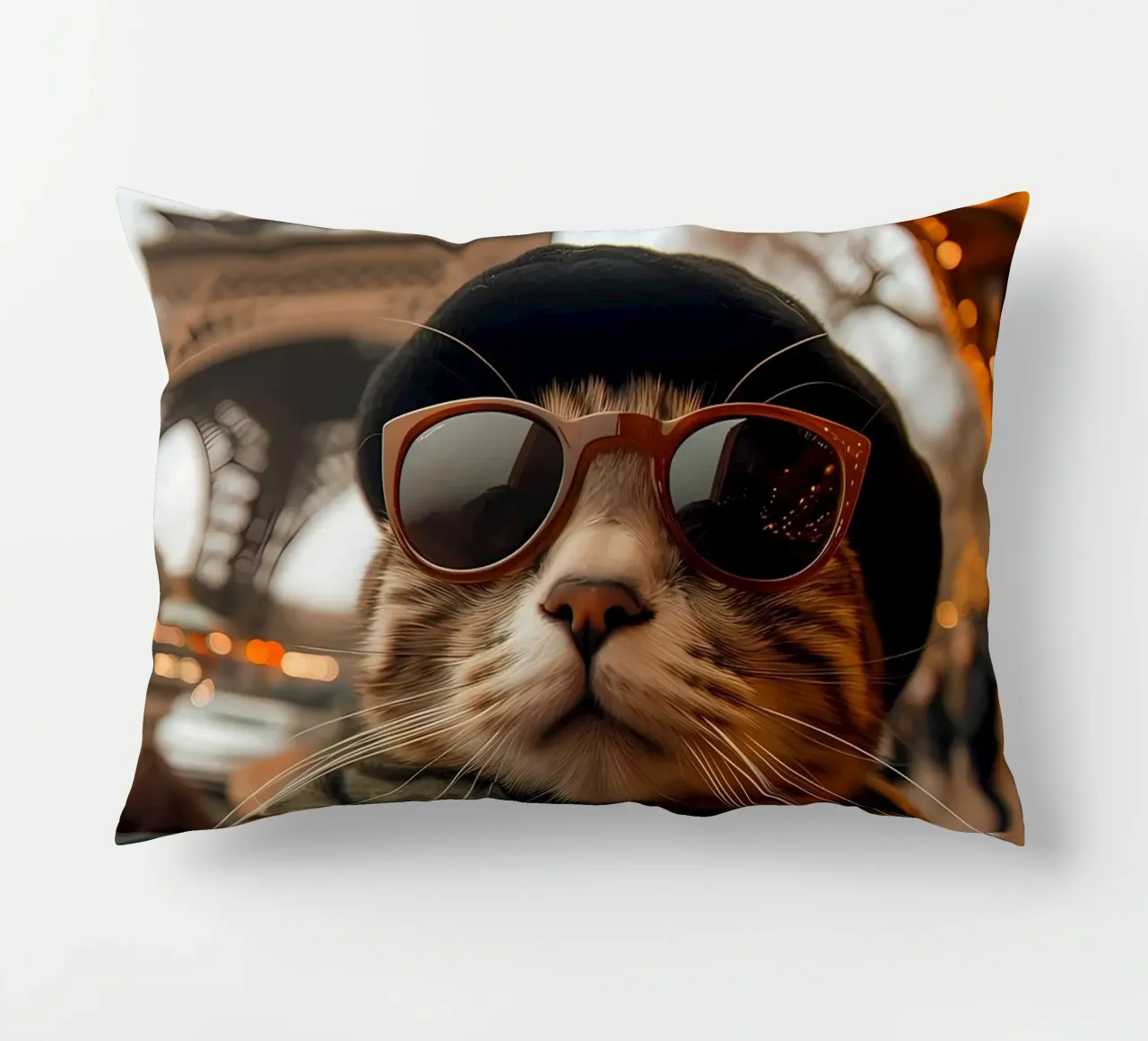 occhiali da sole gatto cappello torre eiffel cuscino da Dale Edward YoungJr