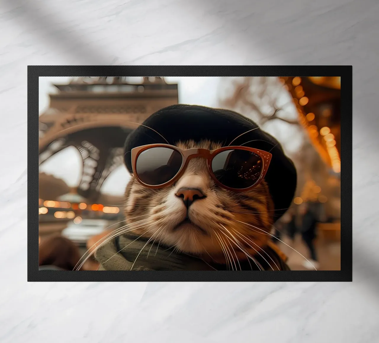 occhiali da sole gatto cappello torre eiffel zerbino da Dale Edward YoungJr