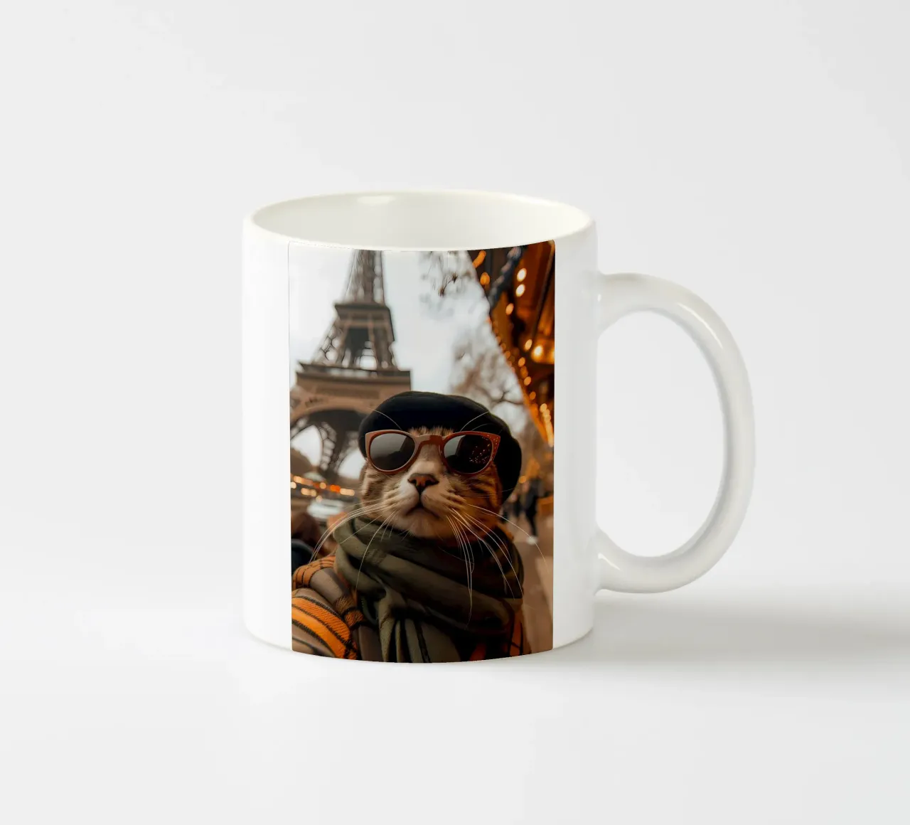 occhiali da sole gatto cappello torre eiffel tazza in ceramica da Dale Edward YoungJr