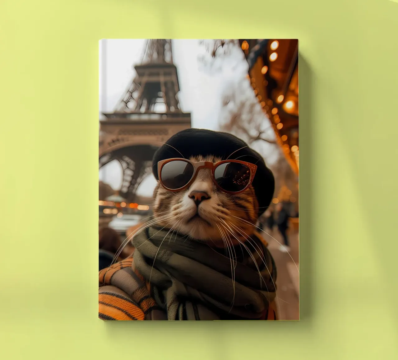 cat sunglasses eiffel tower hat notebook by Dale Edward YoungJr