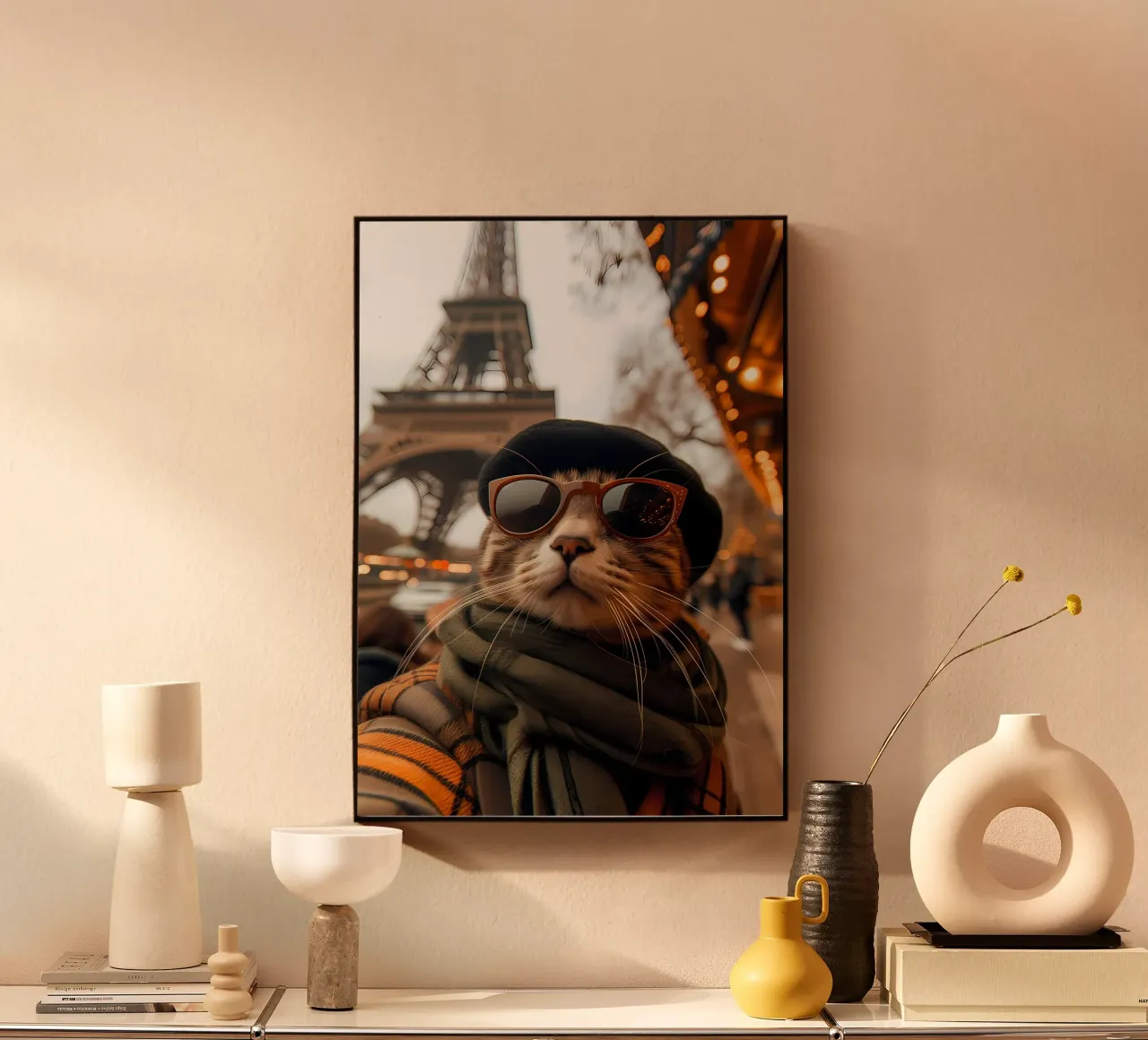 cat sunglasses eiffel tower hat forex plate by Dale Edward YoungJr