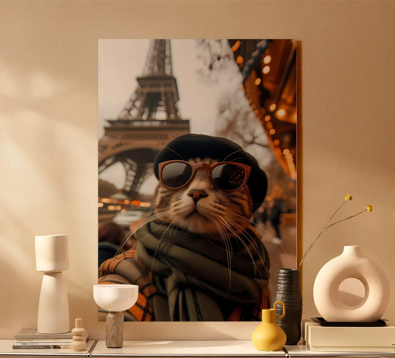 cat sunglasses eiffel tower hat forex plate by Dale Edward YoungJr