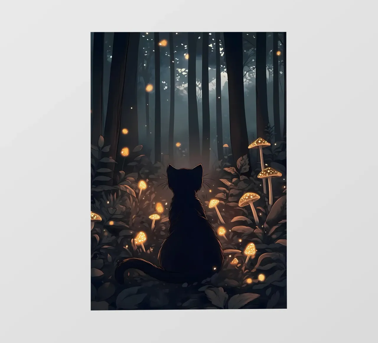 gatto bosco funghi lucciole telo in pvc da Dale Edward YoungJr