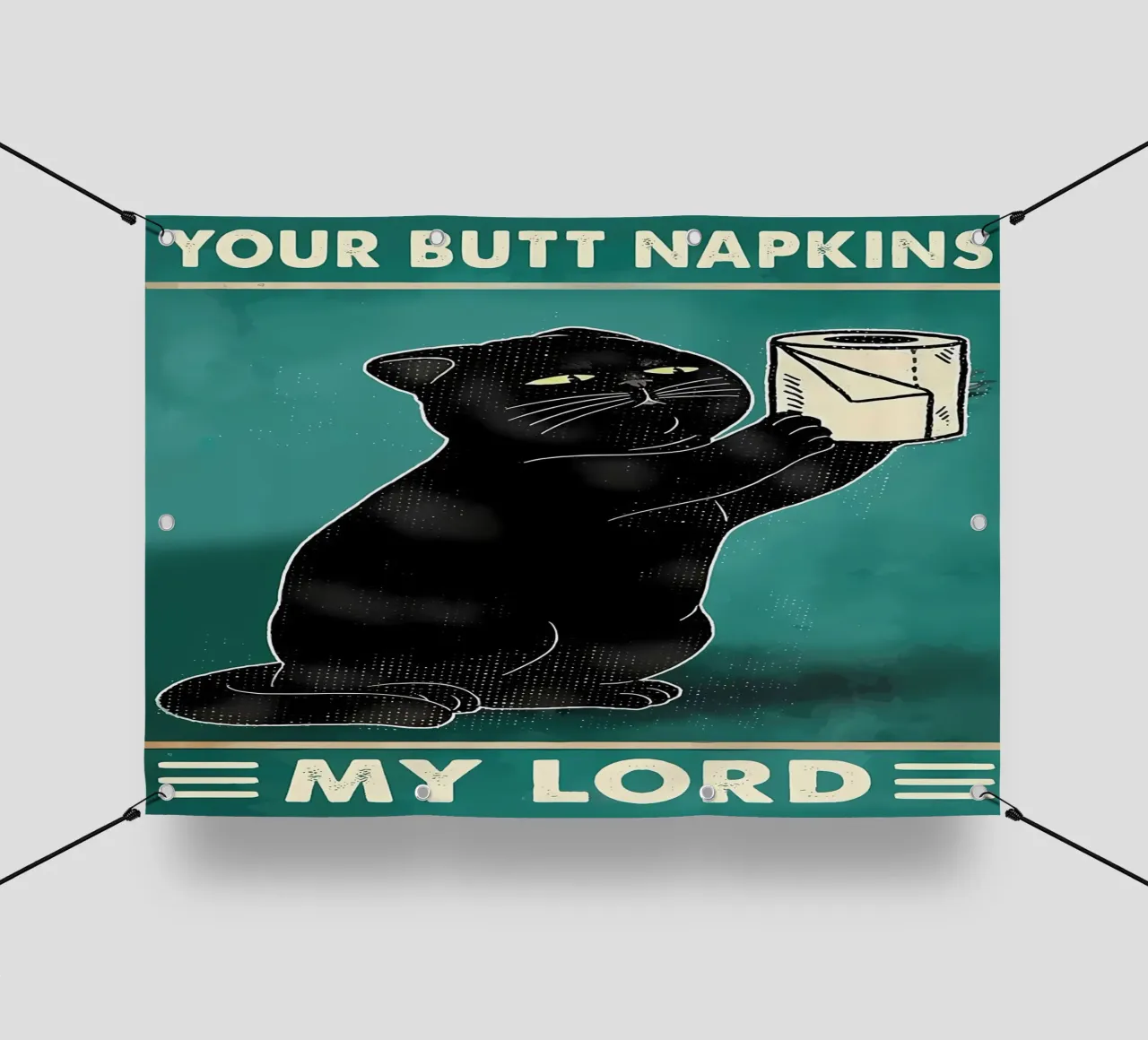 black cat funny expression toilet paper roll pvc cover by Dale Edward YoungJr