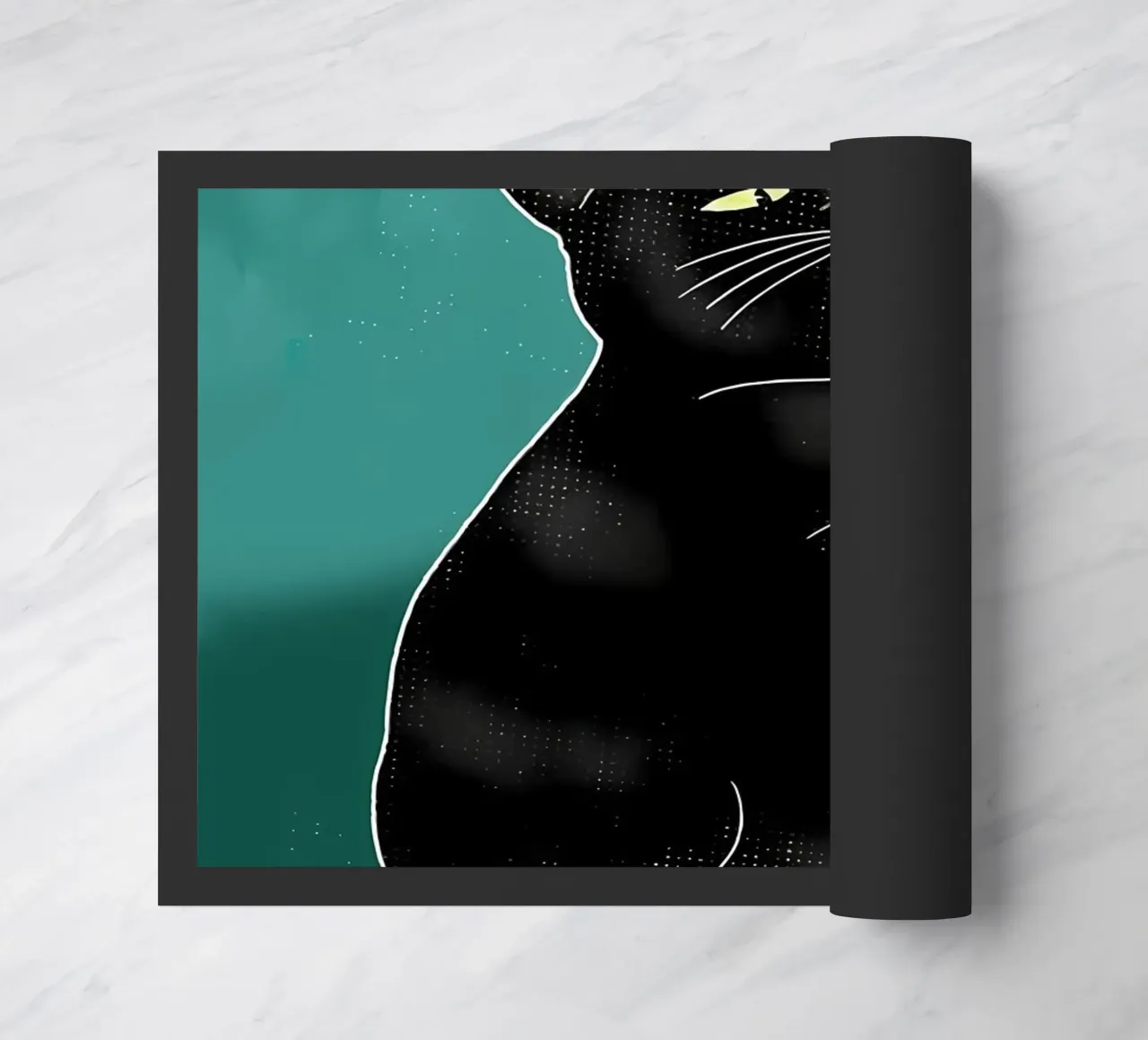 black cat funny expression toilet paper roll doormat by Dale Edward YoungJr