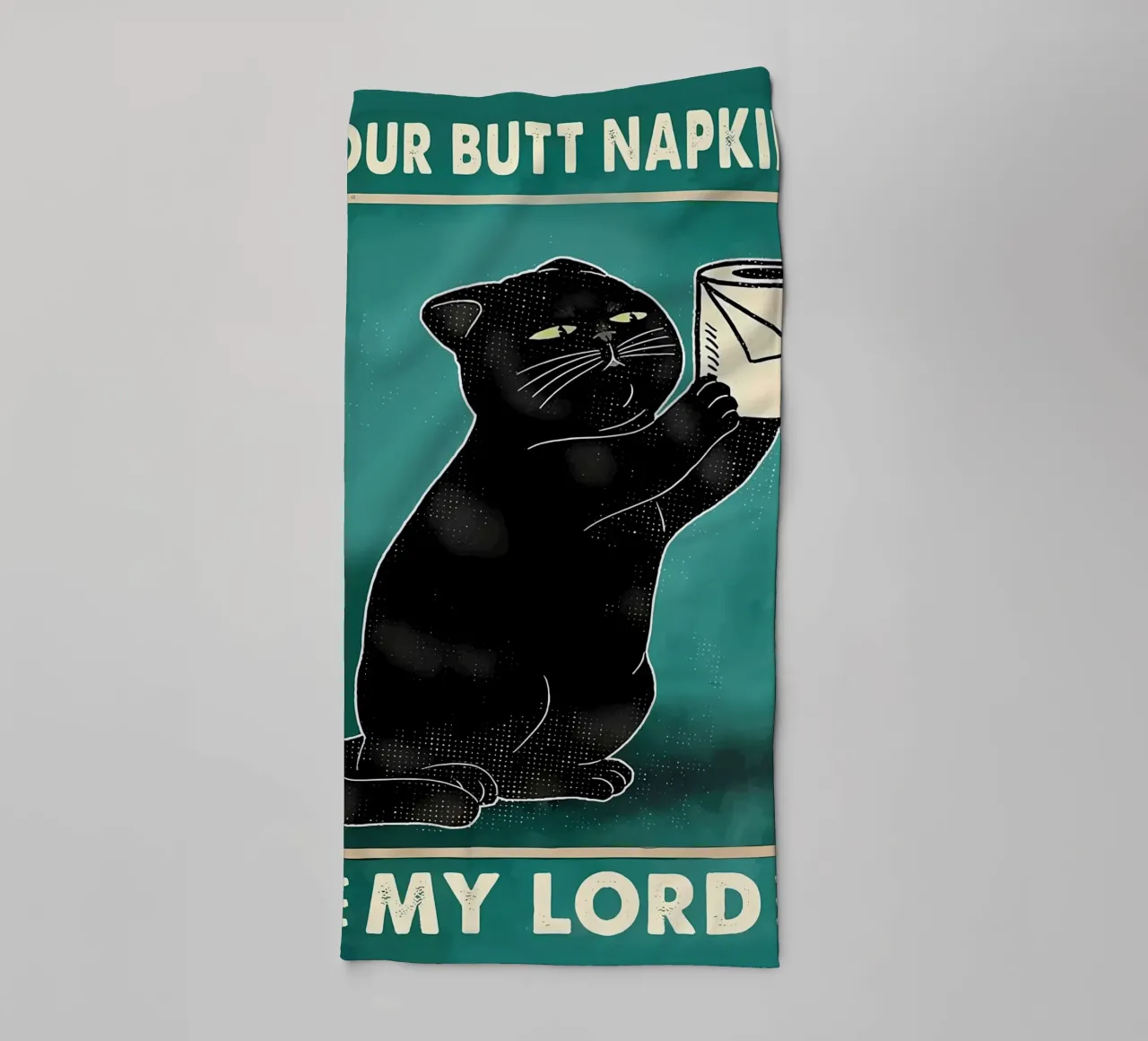 black cat funny expression toilet paper roll towel by Dale Edward YoungJr