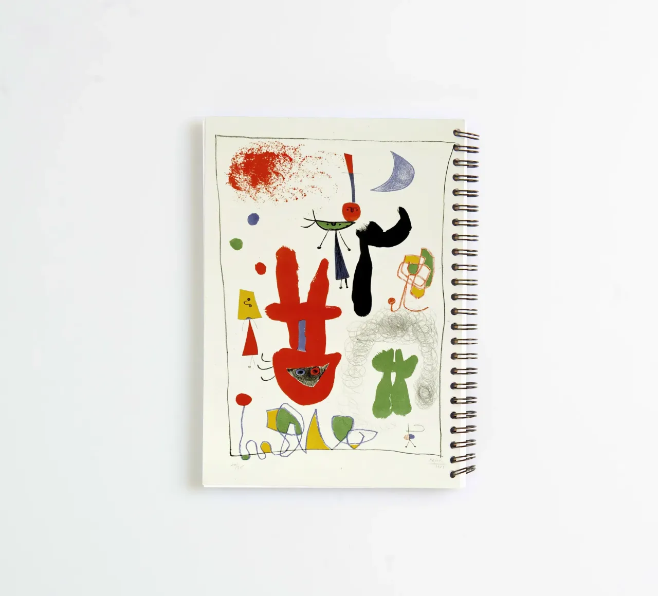 Acrobats in night garden Joan Miro spiral notebook by phillipp veisenberg