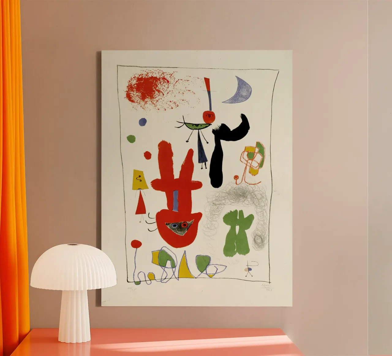 Acrobaten in nachttuin Joan Miro canvas van phillipp veisenberg