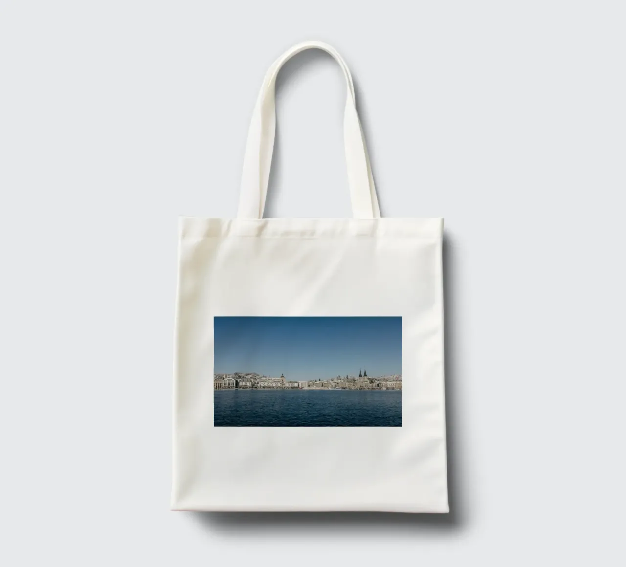 Winter in Lucerne by the lake tote bag by LucernePictures