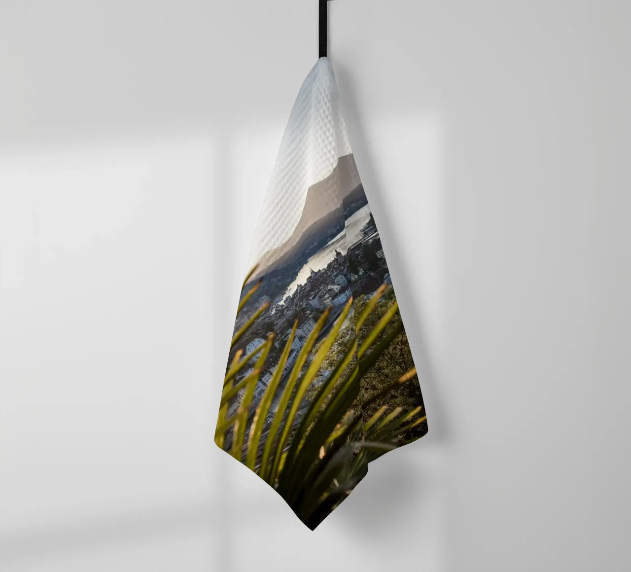 Lucerne Sunrise from Chateau Gütsch tea towel by LucernePictures