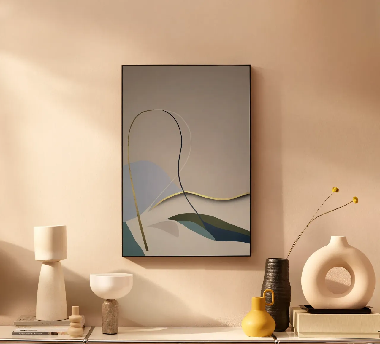 Linee astratte e fluide in toni terrosi plexiglass da Artbyvo