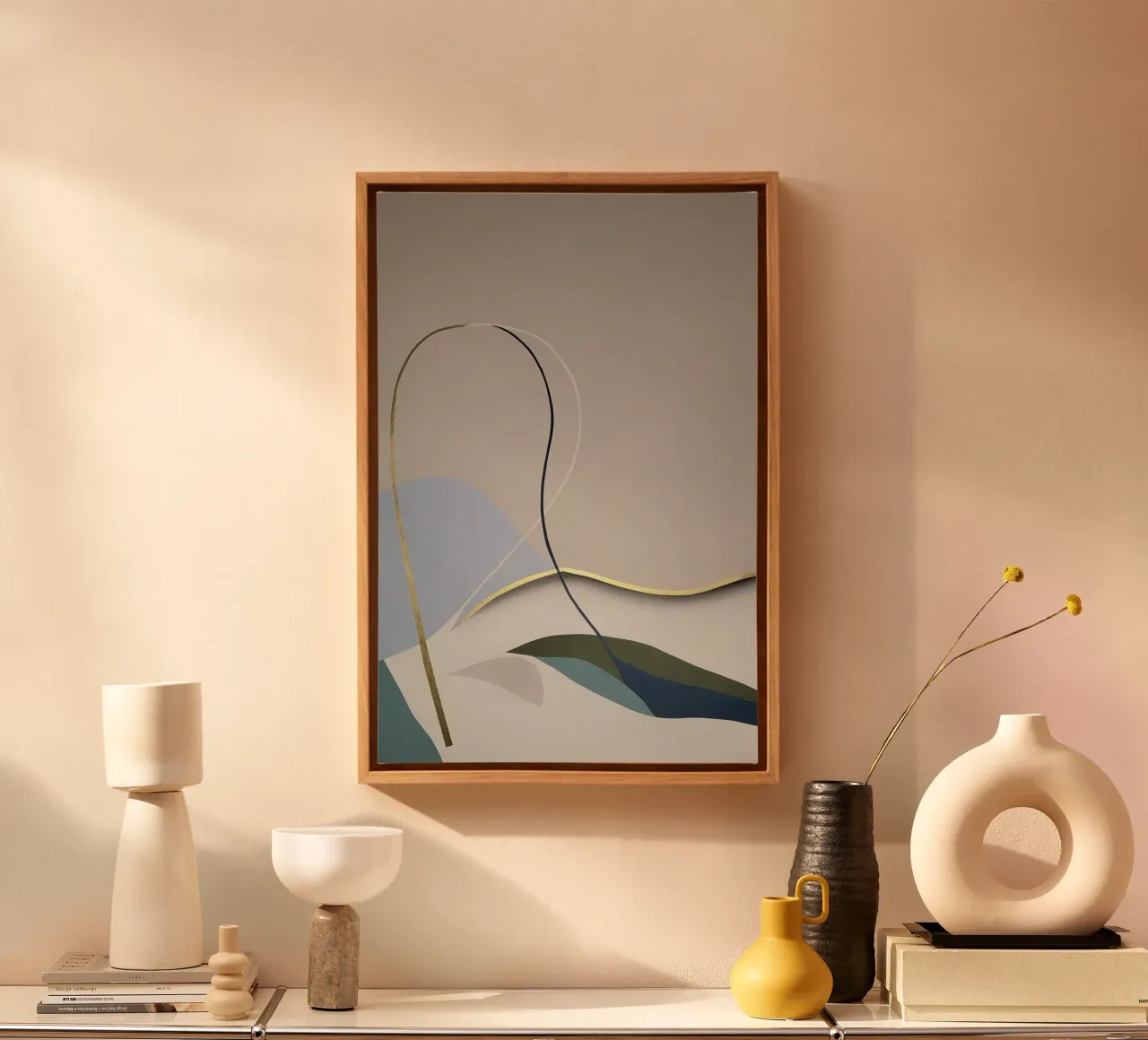 Abstract Flowing Lines in Earthy Tones canvas by Artbyvo